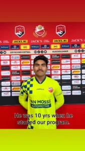 Kamron in Van Mossel kit — 'He was 10 yrs when he started our program.'